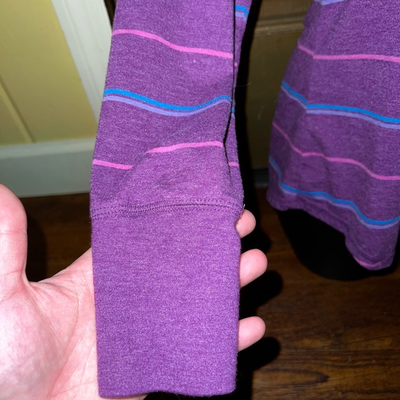 Mossimo Supply Retro Purple Pink Blue Stripe Long Sleeve Tee Size S/M - Picture 9 of 11